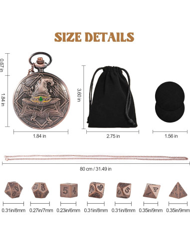 Juego de Dados D&D Banloga 7PCS Metal Cobre Mini