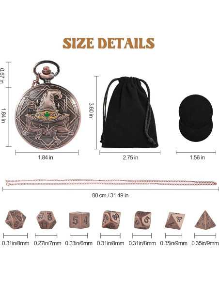 Juego de Dados D&D Banloga 7PCS Metal Cobre Mini