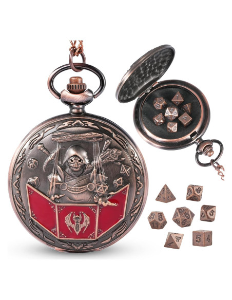 Juego de Dados D&D Banloga 7PCS Metal Cobre Mini Estuche