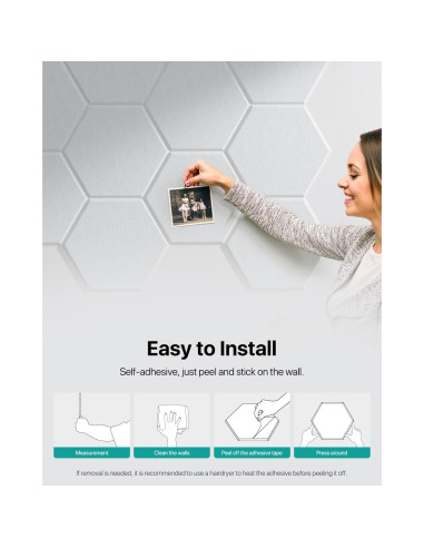 18 Paneles Acústicos Hexagonales Autoadhesivos Blanco 30.48x25.4 cm