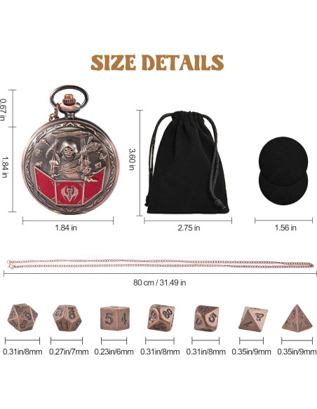 Juego de Dados D&D Banloga 7PCS Metal Cobre Mini Estuche