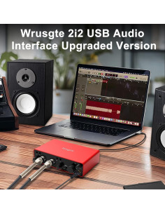 Interfaz de Audio USB Wrugste 24Bit/192kHz con Phantom 48V 2