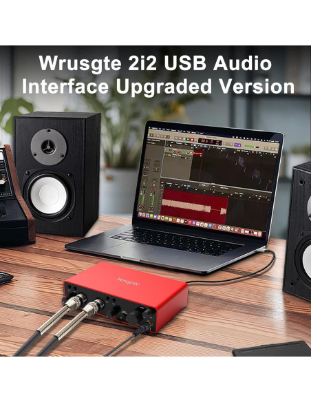 Interfaz de Audio USB Wrugste 24Bit/192kHz con Phantom 48V