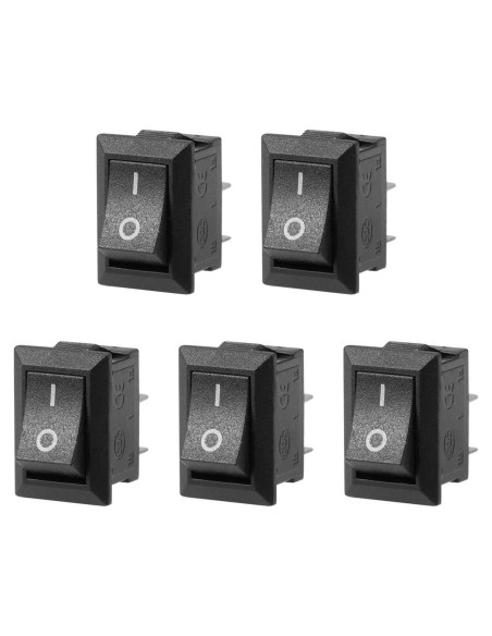 Interruptor de Palanca On/Off uxcell 5PCS 250V 6A 2 Pines Negro