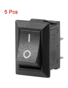 Interruptor de Palanca On/Off uxcell 5PCS 250V 6A 2 Pines Negro 2