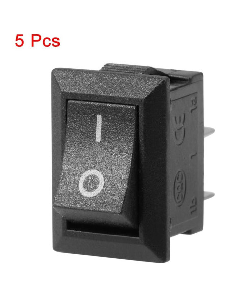 Interruptor de Palanca On/Off uxcell 5PCS 250V 6A 2 Pines Negro