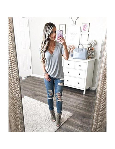 Camiseta Casual de Manga Corta para Mujeres Clementine Frambuesa