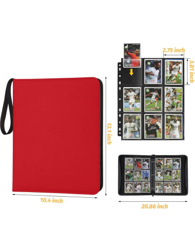 Carpeta de Tarjetas 720 Bolsillos PU NEWBINDER001 Roja