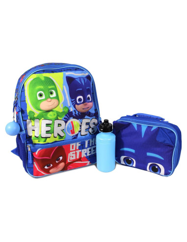 Conjunto Mochila Escolar PJ Masks 4 Piezas 40.64 cm Azul