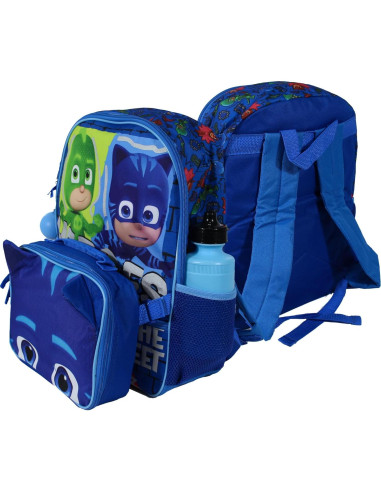 Conjunto Mochila Escolar PJ Masks 4 Piezas 40.64 cm Azul