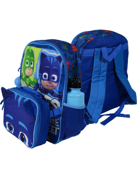 Conjunto Mochila Escolar PJ Masks 4 Piezas 40.64 cm Azul