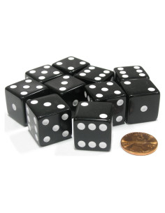 Juego de 10 Dados Grandes D6 Negros 19mm Koplow Games