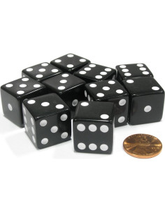 Juego de 10 Dados Grandes D6 Negros 19mm Koplow Games 2
