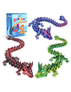 3 Dragones de Cristal Articulados 30.48cm - Juguetes Antiestrés