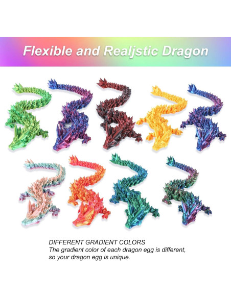 3 Dragones de Cristal Articulados 30.48cm - Juguetes Antiestrés