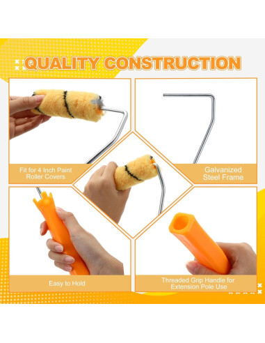 48 Marcos de Rodillo de Pintura Leumoi 10 cm Amarillo