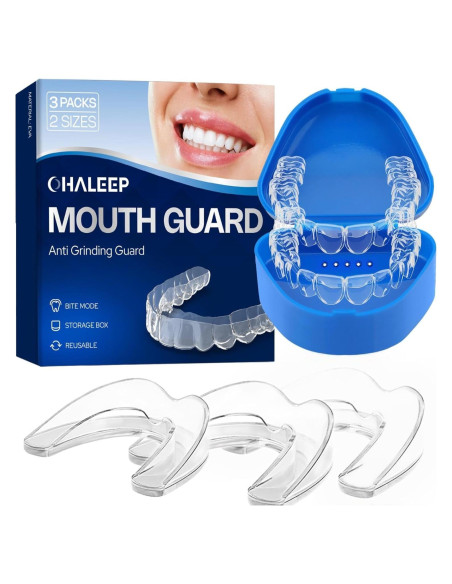 Protector Bucal Anti Grinding OHALEEP - 4 Piezas, Tamaños Grande y Pequeño