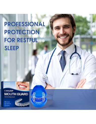 Protector Bucal Anti Grinding OHALEEP - 4 Piezas, Tamaños Grande y Pequeño