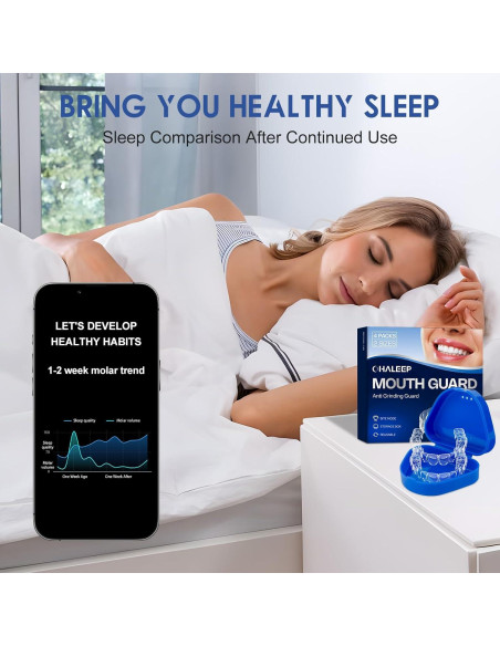 Protector Bucal Anti Grinding OHALEEP - 4 Piezas, Tamaños Grande y Pequeño