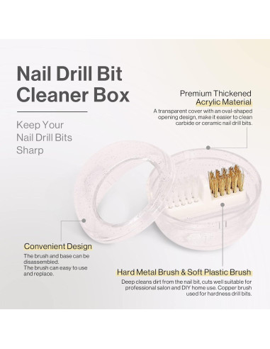 Cepillo Limpiador de Brocas de Uñas MelodySusie - Blanco