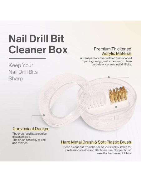 Cepillo Limpiador de Brocas de Uñas MelodySusie - Blanco