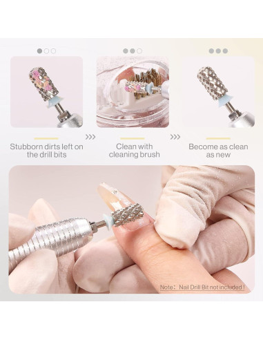 Cepillo Limpiador de Brocas de Uñas MelodySusie - Blanco