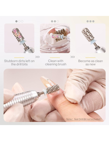 Cepillo Limpiador de Brocas de Uñas MelodySusie - Blanco