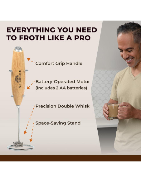 Batidor de Café Naturealm Eléctrico Portátil con Soporte