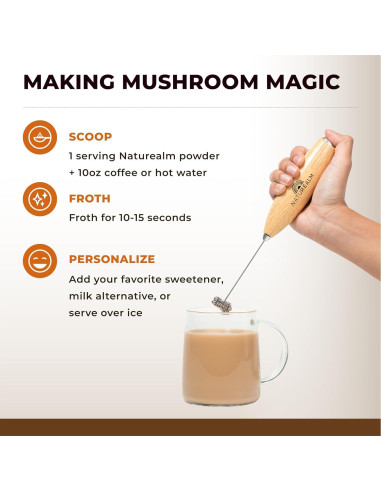 Batidor de Café Naturealm Eléctrico Portátil con Soporte