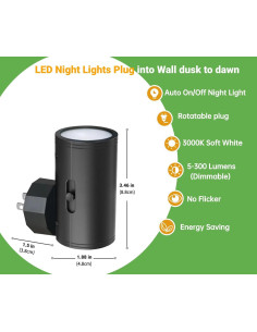 Luces Nocturnas LED GEPLAD 4PK-B Regulables 3000K 2