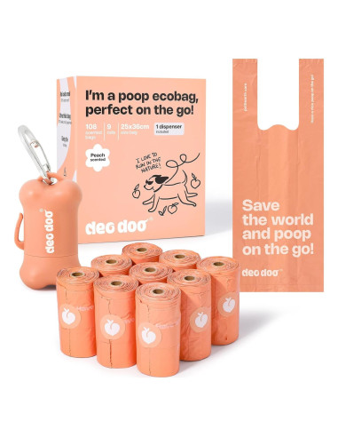 Bolsas de Excremento de Perro Deo Doo 108 Cuentas Aroma Durazno