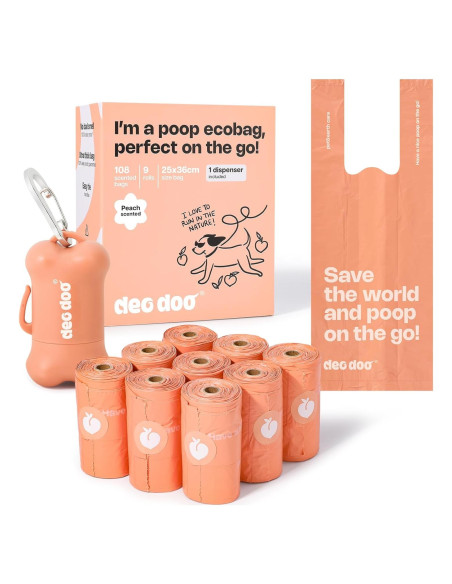 Bolsas de Excremento de Perro Deo Doo 108 Cuentas Aroma Durazno