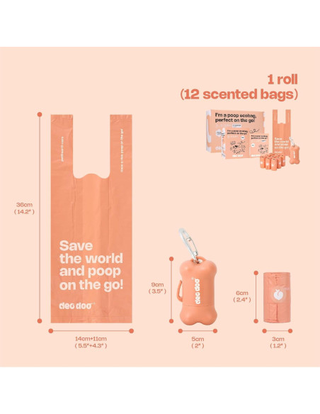 Bolsas de Excremento de Perro Deo Doo 108 Cuentas Aroma Durazno