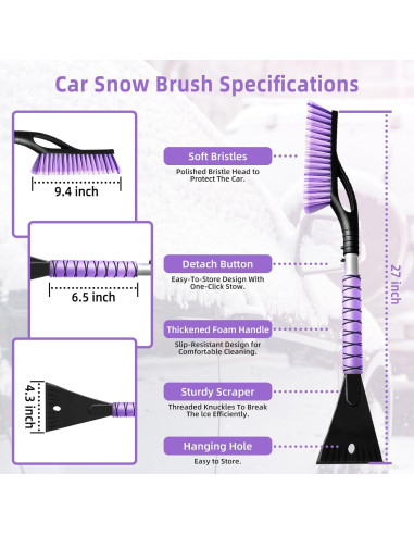 Cepillo de Nieve 2 en 1 DDSNTY 68.58 cm con Raspador de Hielo