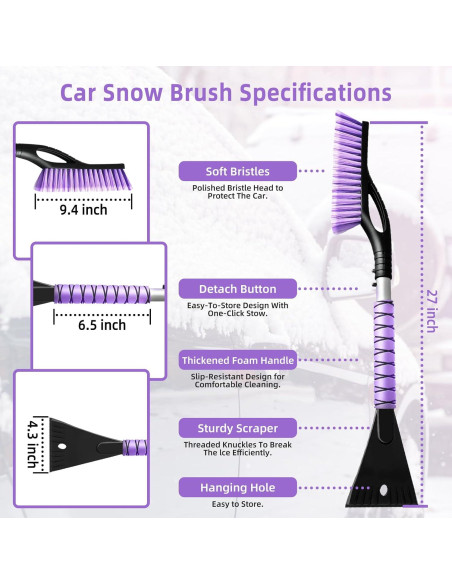 Cepillo de Nieve 2 en 1 DDSNTY 68.58 cm con Raspador de Hielo