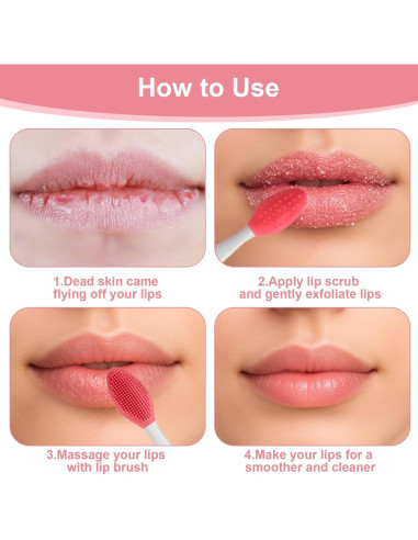 10 Cepillos Exfoliantes de Labios Silicona XLIUAX 3-en-1