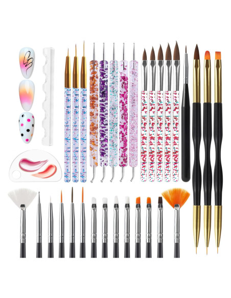 Kit de Pinceles de Arte de Uñas Artdone 32 Piezas con Herramientas