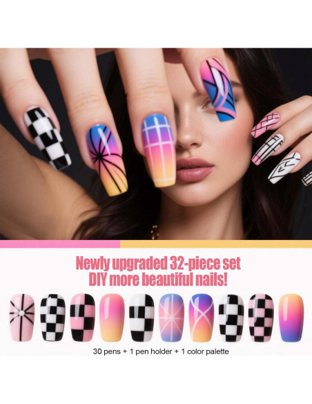 Kit de Pinceles de Arte de Uñas Artdone 32 Piezas con Herramientas