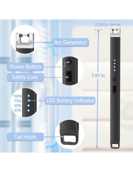 Encendedor Eléctrico a Prueba de Viento Koulate 20cm Negro