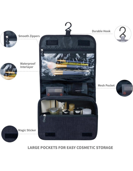 Bolsa de Aseo Lcsmaokin Impermeable Gran Capacidad Negra