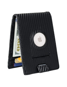 Billetera delgada Hayvenhurst AirTag - Cuero genuino negro