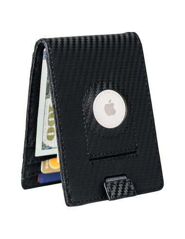 Billetera delgada Hayvenhurst AirTag - Cuero genuino negro