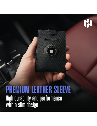 Billetera delgada Hayvenhurst AirTag - Cuero genuino negro