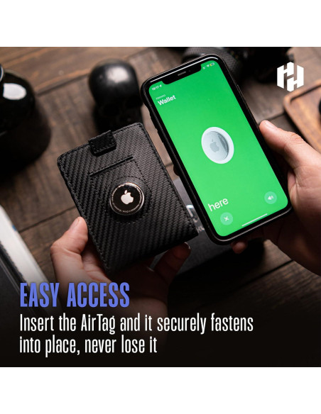 Billetera delgada Hayvenhurst AirTag - Cuero genuino negro