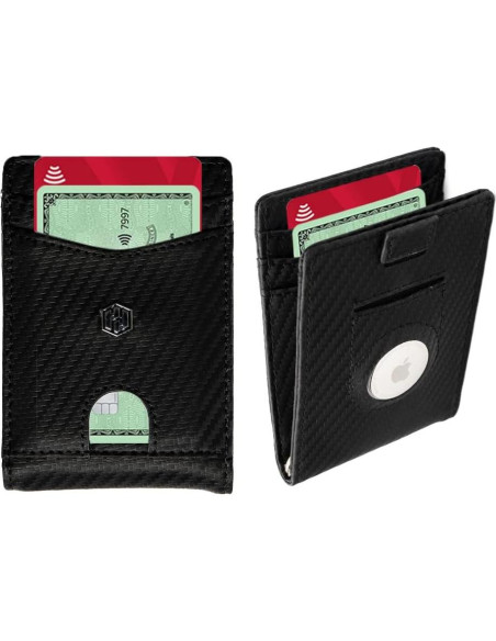 Billetera delgada Hayvenhurst AirTag - Cuero genuino negro