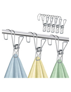 14 Clips de Acero Inoxidable 304 Kehail para Colgar Artículos