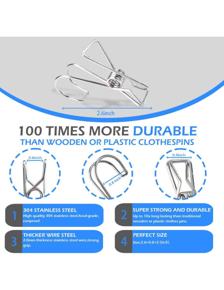 14 Clips de Acero Inoxidable 304 Kehail para Colgar Artículos