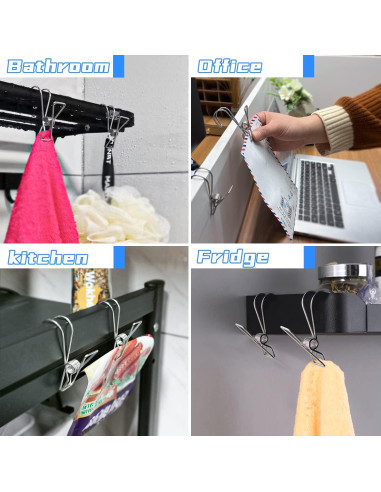 14 Clips de Acero Inoxidable 304 Kehail para Colgar Artículos