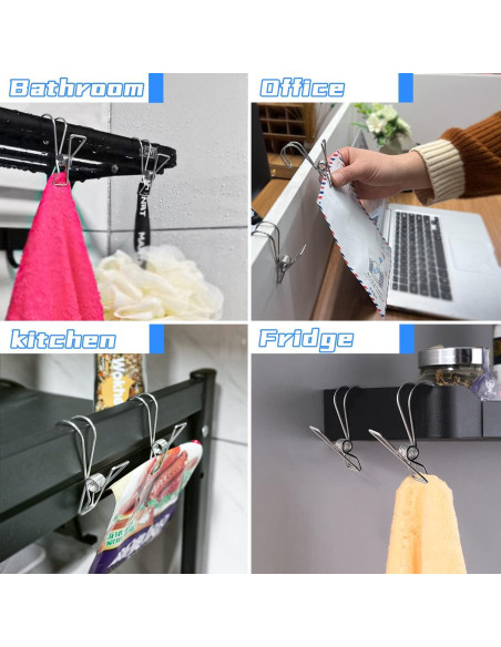 14 Clips de Acero Inoxidable 304 Kehail para Colgar Artículos