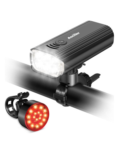 Luz de Bicicleta Ascher Recargable USB 1000 Lúmenes Delantera y Trasera